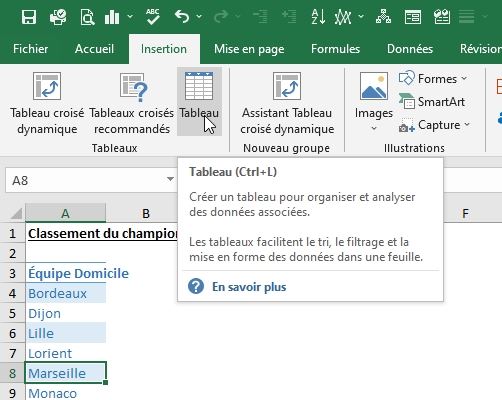 Excel formation - classement football - 14