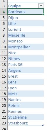 Excel formation - classement football - 15