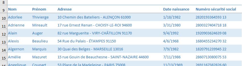 Excel formation - fonction droite et gauche - 01