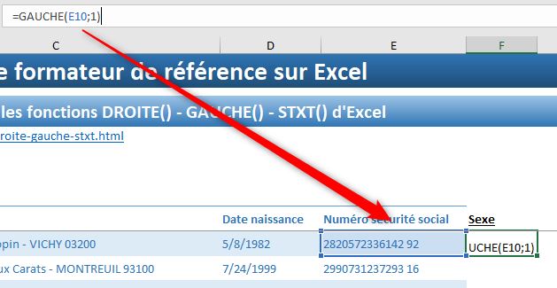 Excel formation - fonction droite et gauche - 04