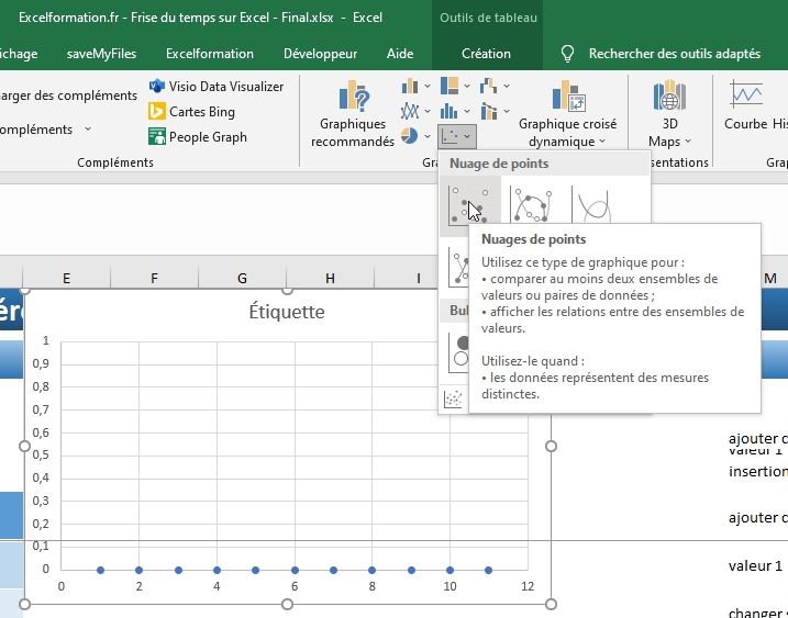 Excel formation - frise chronologique Excel - 07