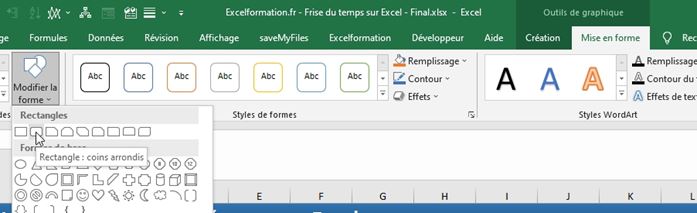 Excel formation - frise chronologique Excel - 20