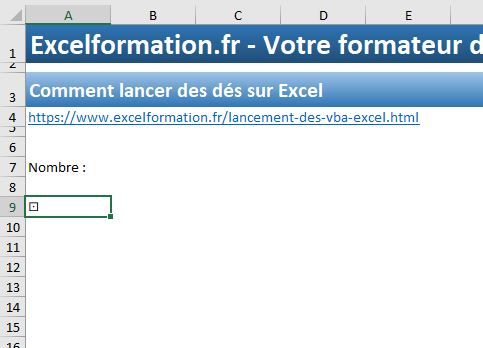 Excel formation - lancer les dès sur Excel - 05