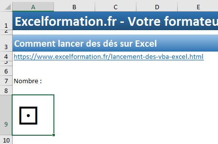 Excel formation - lancer les dès sur Excel - 06