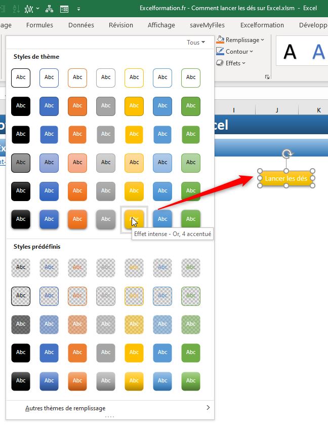 Excel formation - lancer les dès sur Excel - 16