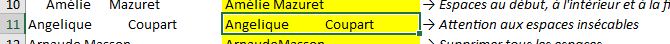 Excel formation - supprimer les espaces - 04