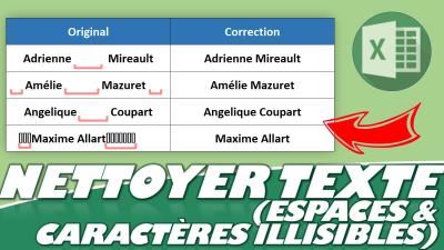 Comment nettoyer une chaîne de caractères - Supprimer les espaces indésirables et les caractères illisibles sur Excel ?