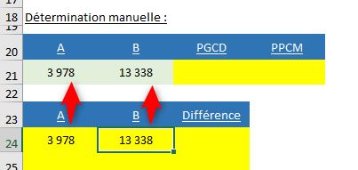 Excel formation - calculs de pgcd et de pccm - 02