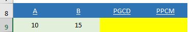 Excel formation - calculs de pgcd et de pccm - 08