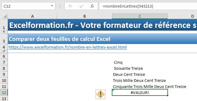 Excel formation - chiffres en lettres - 07