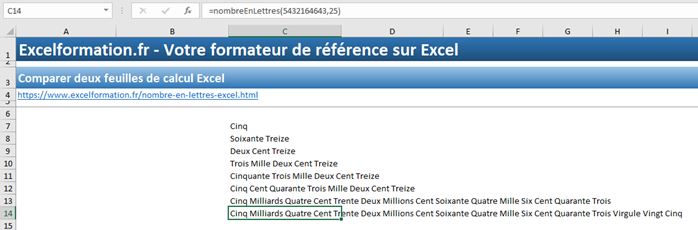 Excel formation - chiffres en lettres - 11