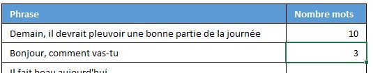 Excel formation - compter nombre mots - 06