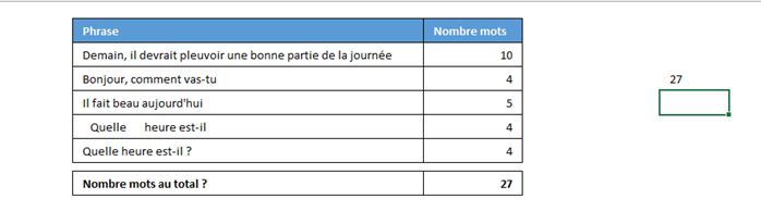 Excel formation - compter nombre mots - 16