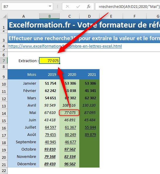 Excel formation - recherche3D valeur et format - 05
