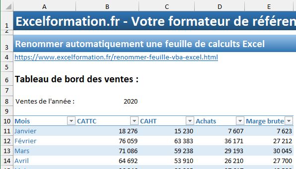 Excel formation - renommer feuille - 05