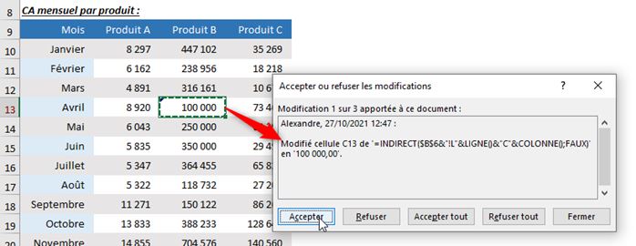 Excel formation - suivre les modifications fichier - 19