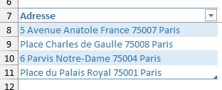 Excel formation - convertir adresse postale en coordonnées gps - 01