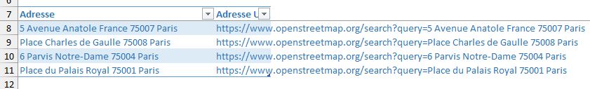 Excel formation - convertir adresse postale en coordonnées gps - 04