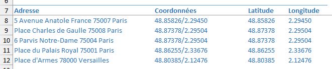 Excel formation - convertir adresse postale en coordonnées gps - 08