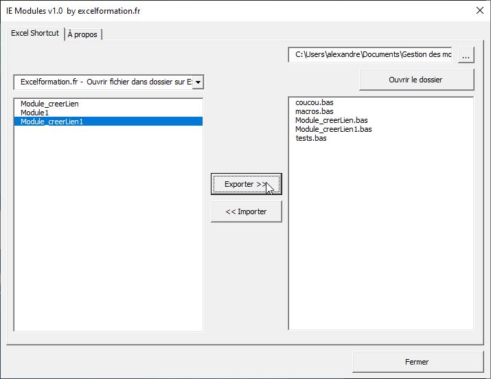 Excel formation - import export de modules vba - 10