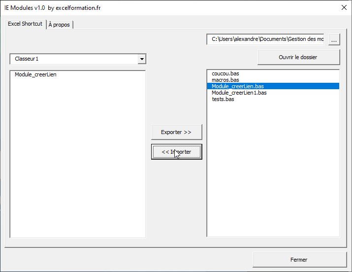 Excel formation - import export de modules vba - 11