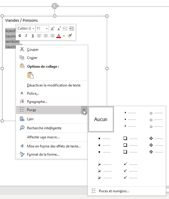 Excel formation - Liste à puce - 12