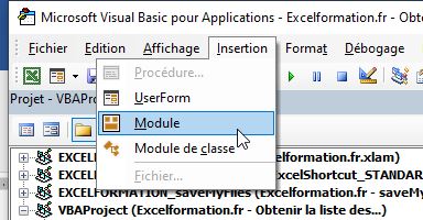 Excel formation - Obtenir la liste de fichiers - hypertexte - 09