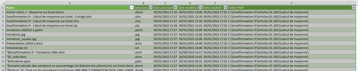 Excel formation - Obtenir la liste de fichiers - 04