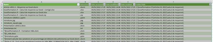 Excel formation - Obtenir la liste de fichiers - 04
