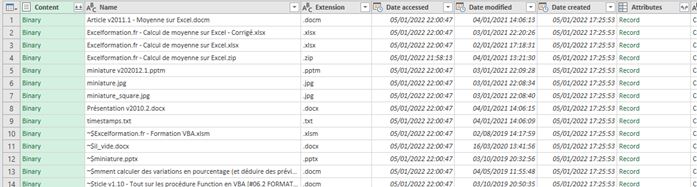 Excel formation - Obtenir la liste de fichiers - 06