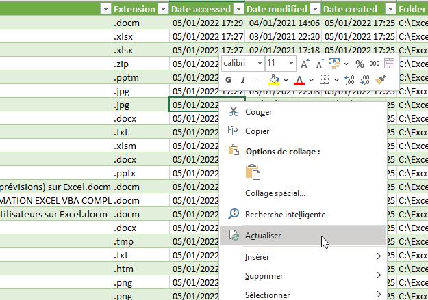 Excel formation - Obtenir la liste de fichiers - 13