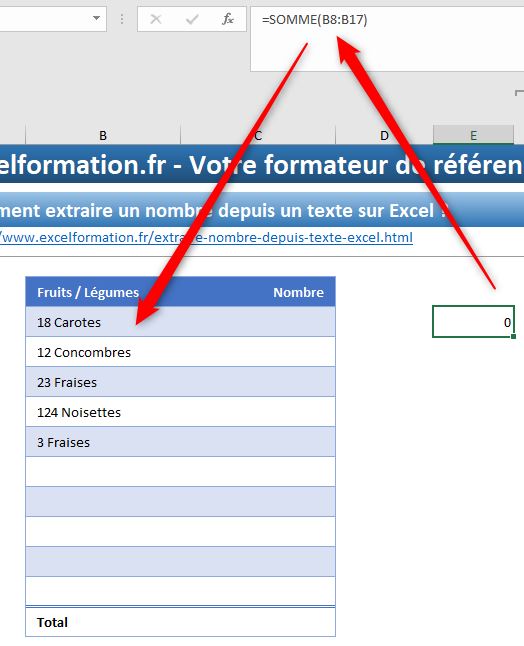 Excel formation - extraire nombre d un texte - 02