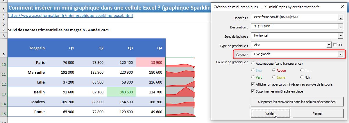 Excel formation - mini-graphiques évolués - 25