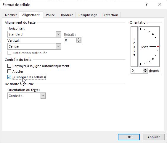 Excel formation - pas de fusion - 02