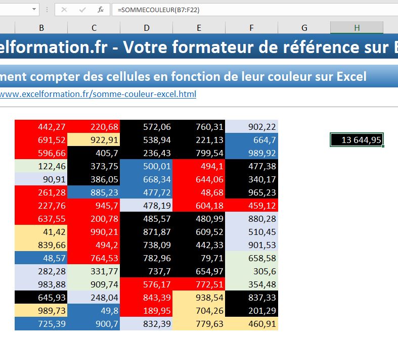 Excel formation - somme couleur - 05