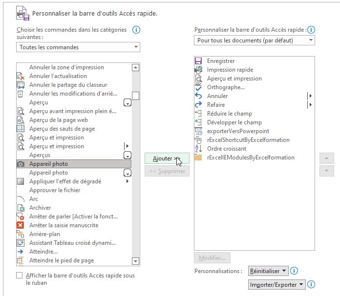 Excel formation - Appareil photo Excel - 03