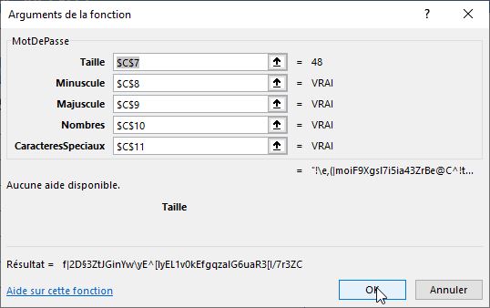 Excel formation - Générateur de mot de passe - 06