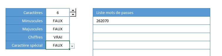 Excel formation - Générateur de mot de passe - 07