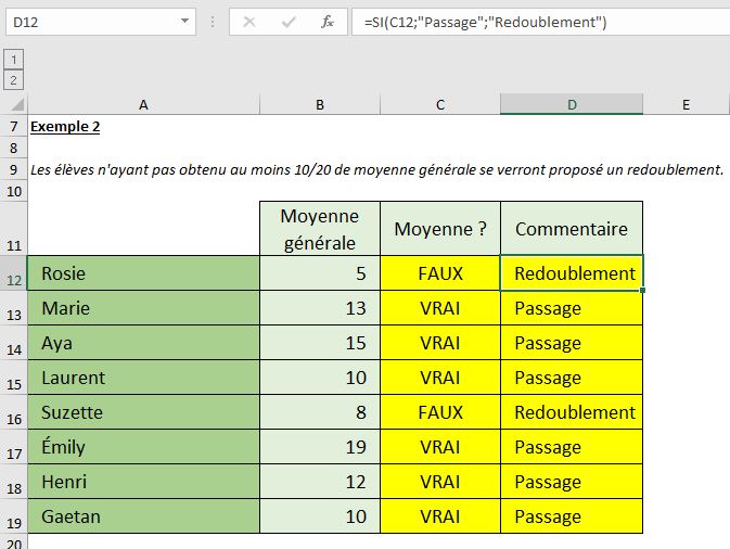 Excel formation - la fonction si par l'exemple - 07