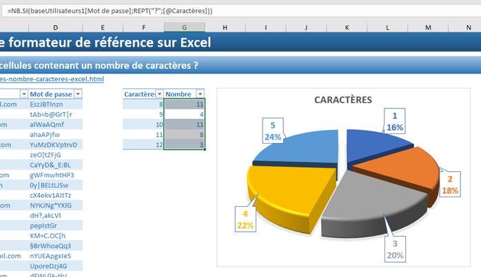 Excel formation - Compter cellules nombre caractères - 06