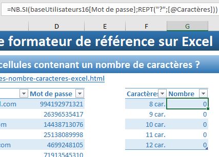 Excel formation - Compter cellules nombre caractères - 07