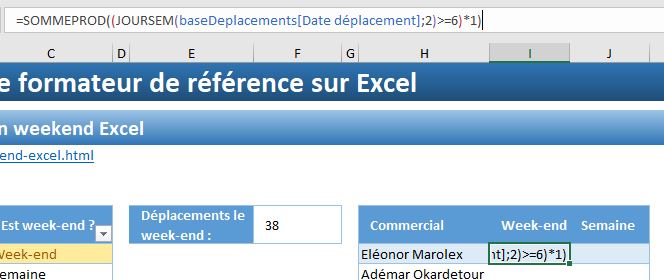 Excel formation - est ce un week end - 10