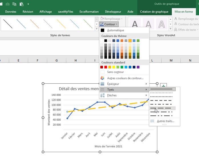 Excel formation - courbe tendance - 07