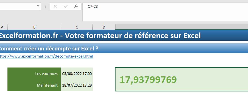 Excel formation - créer un décompte - 02