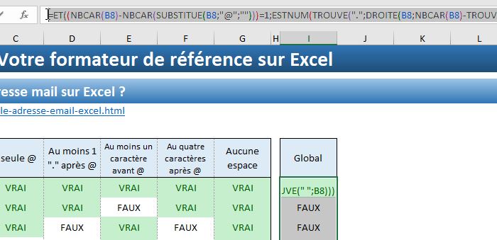 Excel formation - vérifier email - 01