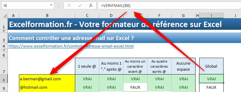 Excel formation - vérifier email - 08