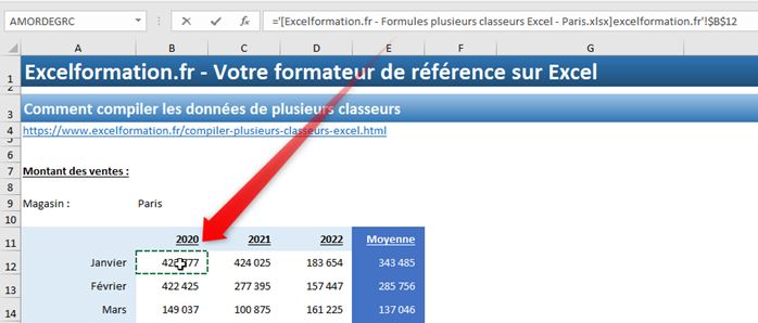 Excel formation - formule plusieurs classeurs - 02