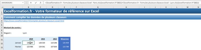 Excel formation - formule plusieurs classeurs - 03