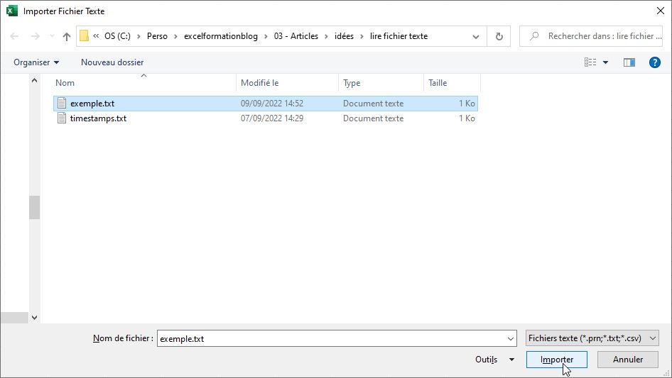 Excel formation - 1 - Lire un fichier texte sans VBA - 05