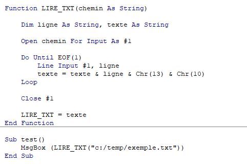 Excel formation - 2 - Lire un fichier texte avec VBA - 03